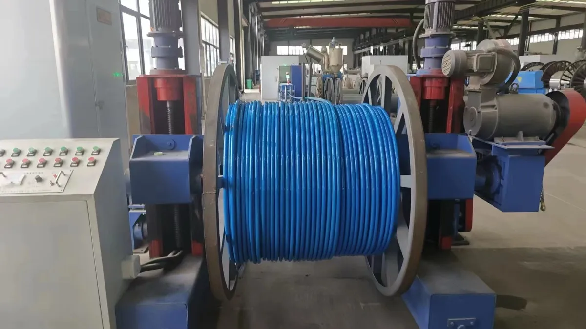 XLPE power cable production line in Chinese factory showing CCV extrusion equipment
