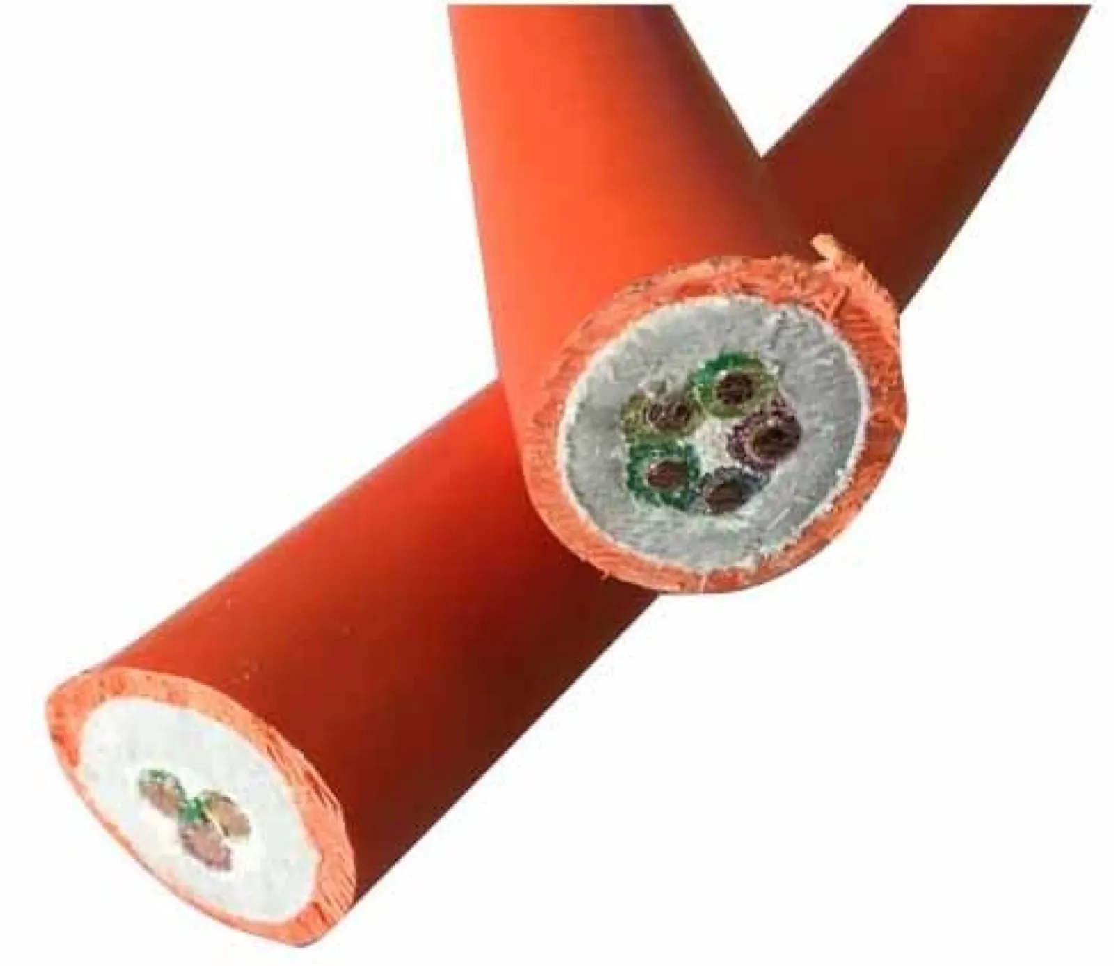 LSZH fire resistant cable with orange sheath showing cross-section with mica tape and copper conductors